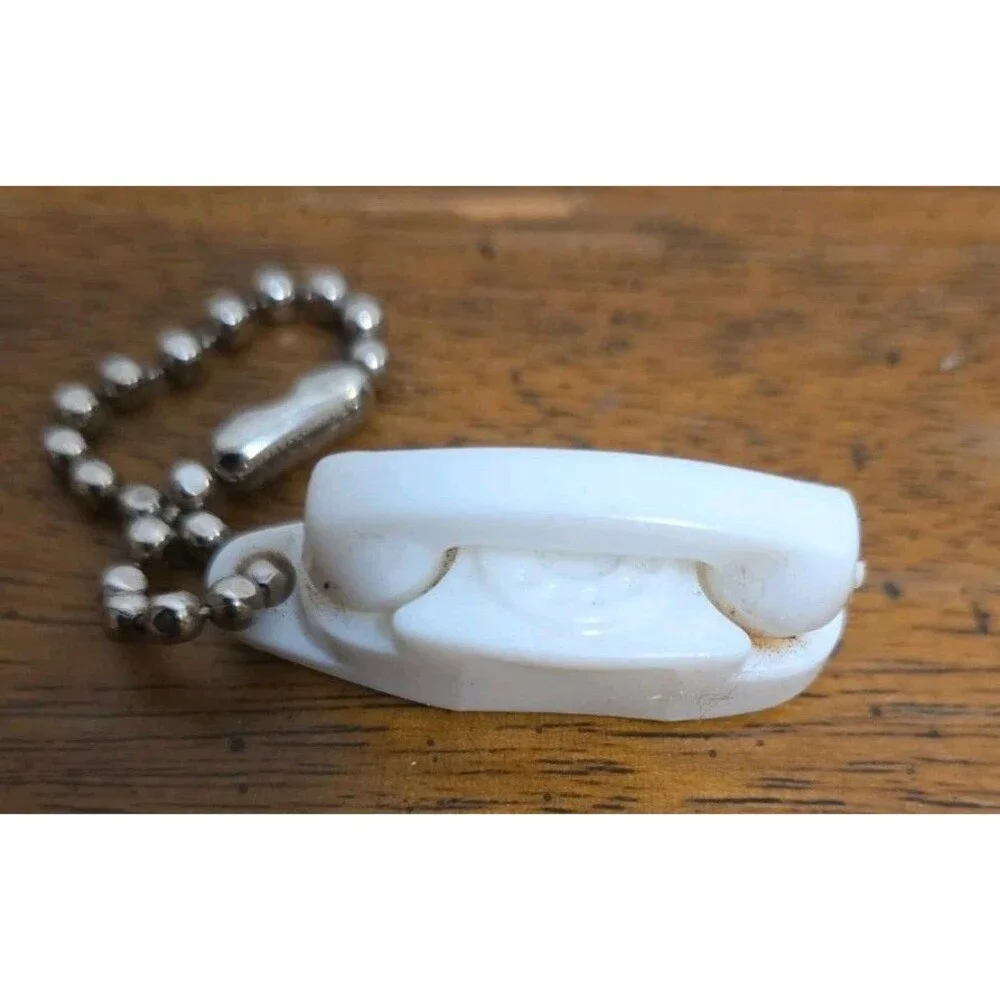 The Princess Phone Rotary Dial Telephone White Key Chain Charm Vintage 1960s